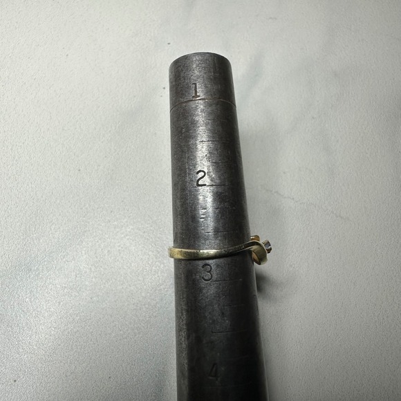 VTG 10K Yellow Gold Blue Sapphire Solitaire Bypass‎ Ring Band Baby Baptism Gift - Picture 6 of 6